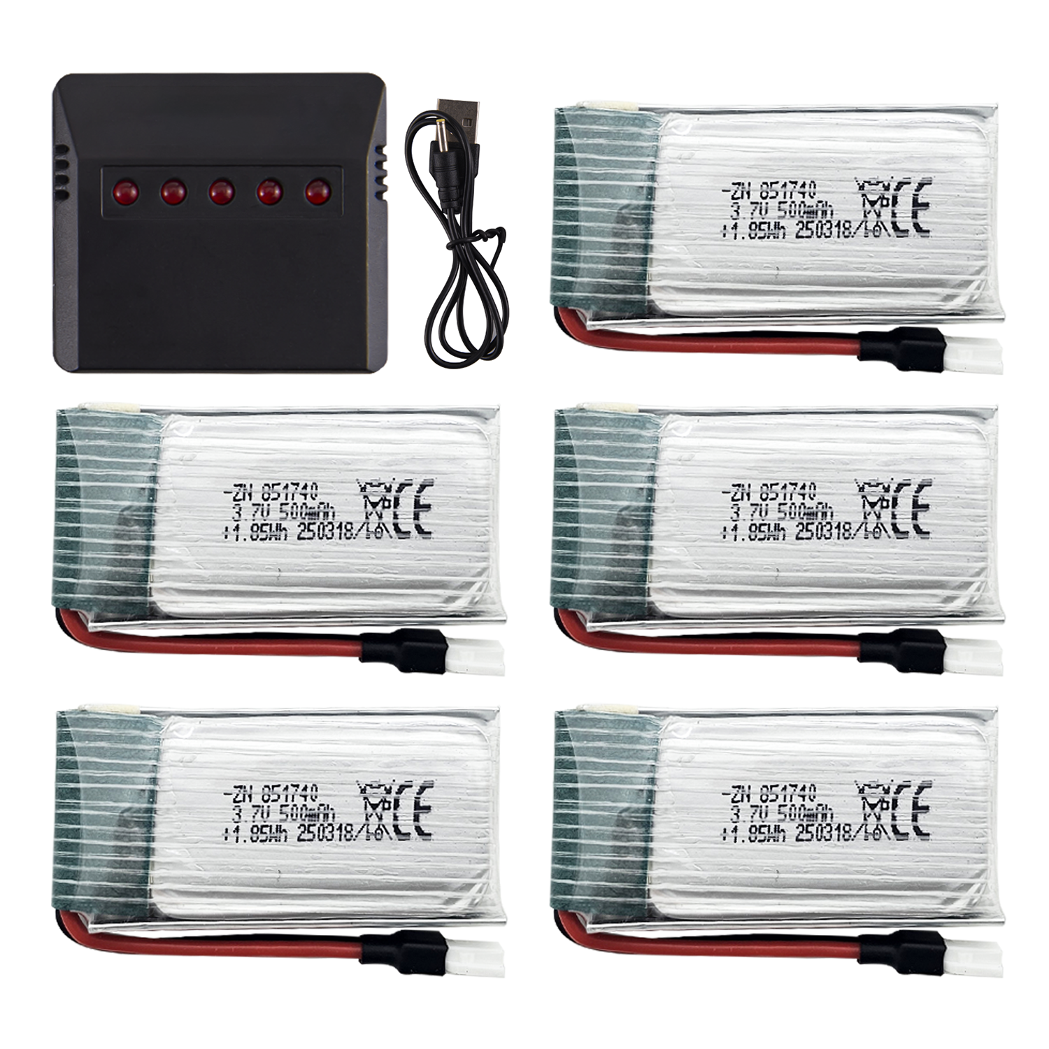 5Pcs 3.7V 500mAh LiPo Batterie - Rc Helicopter Charger ulasan dan harga